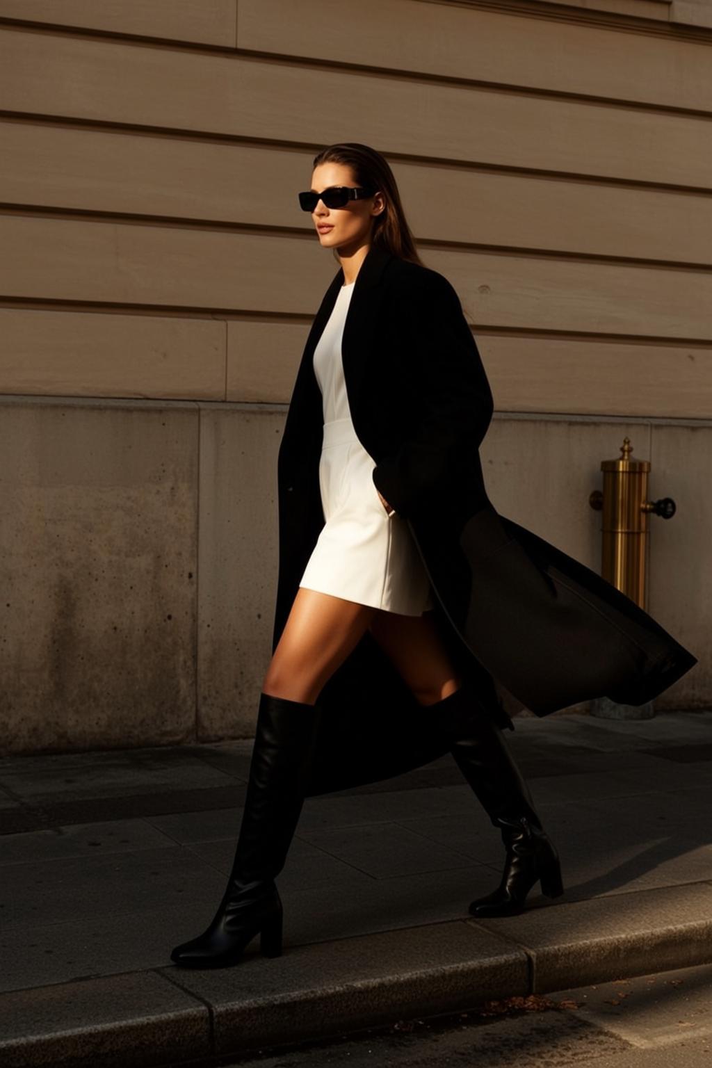 Fashion Week Long Dark Wet Light White