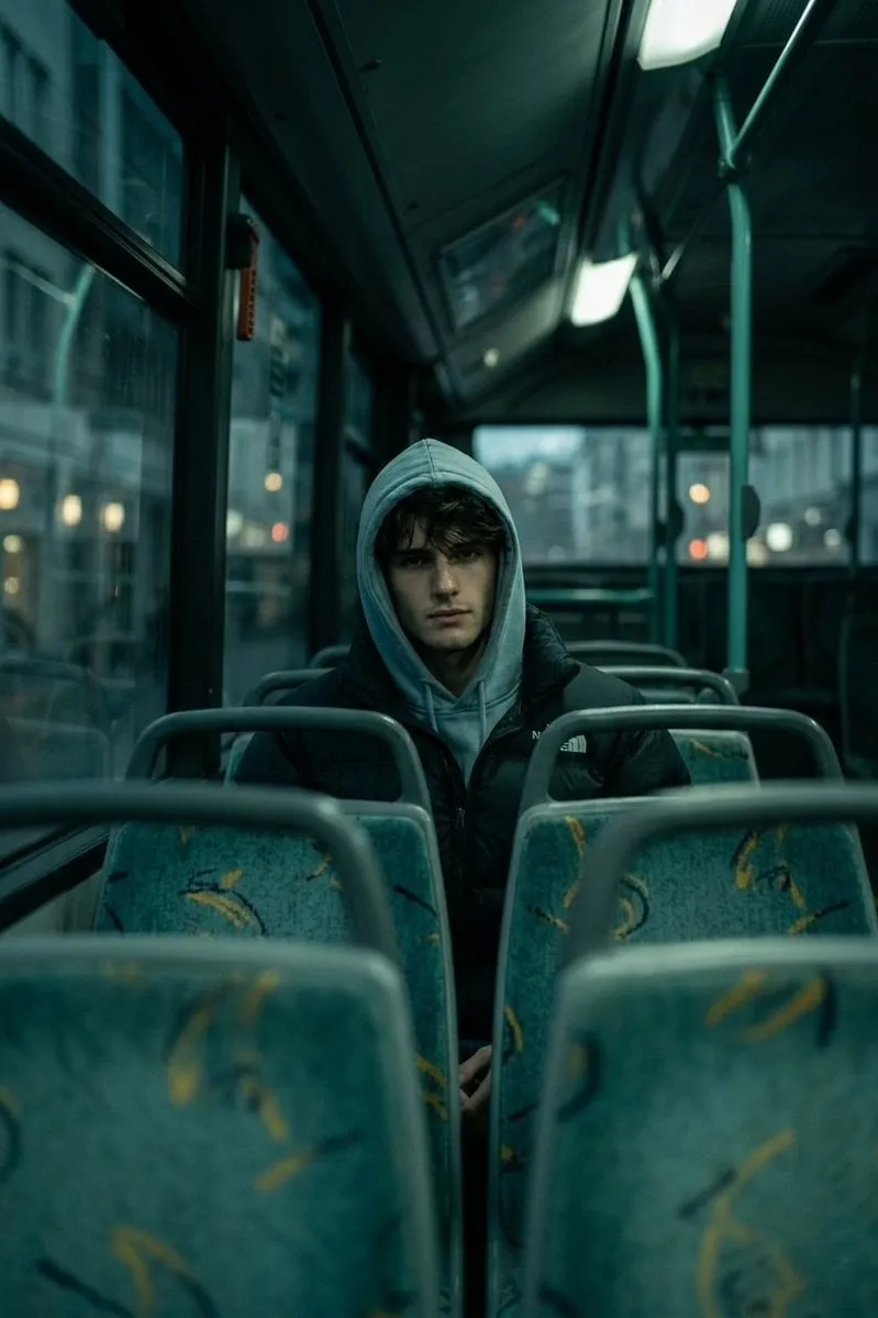 Winter Jacket On Dimly Lit Bus