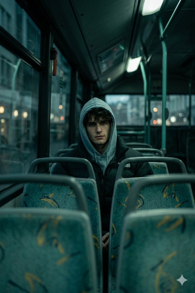 Winter Jacket On Dimly Lit Bus