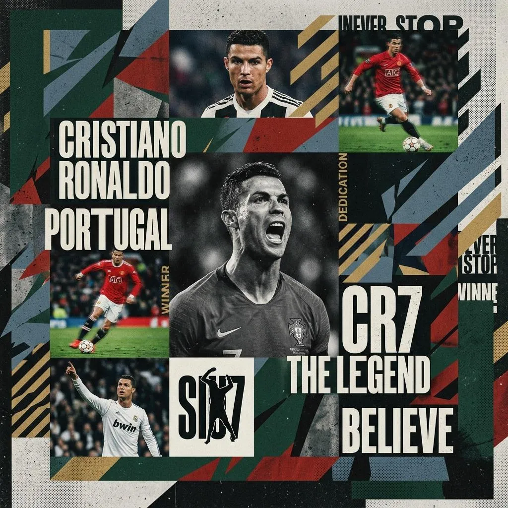 Team Player Sports Collage Grainy Textures Geometric Shapes