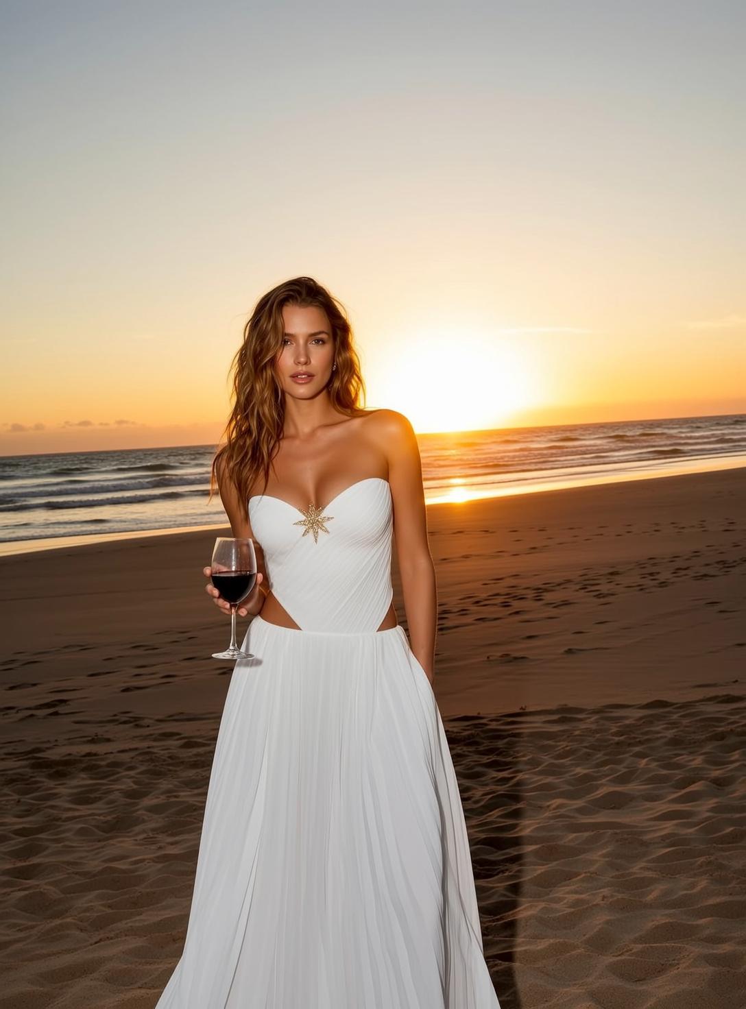 White Cutout Dress Wine Glass