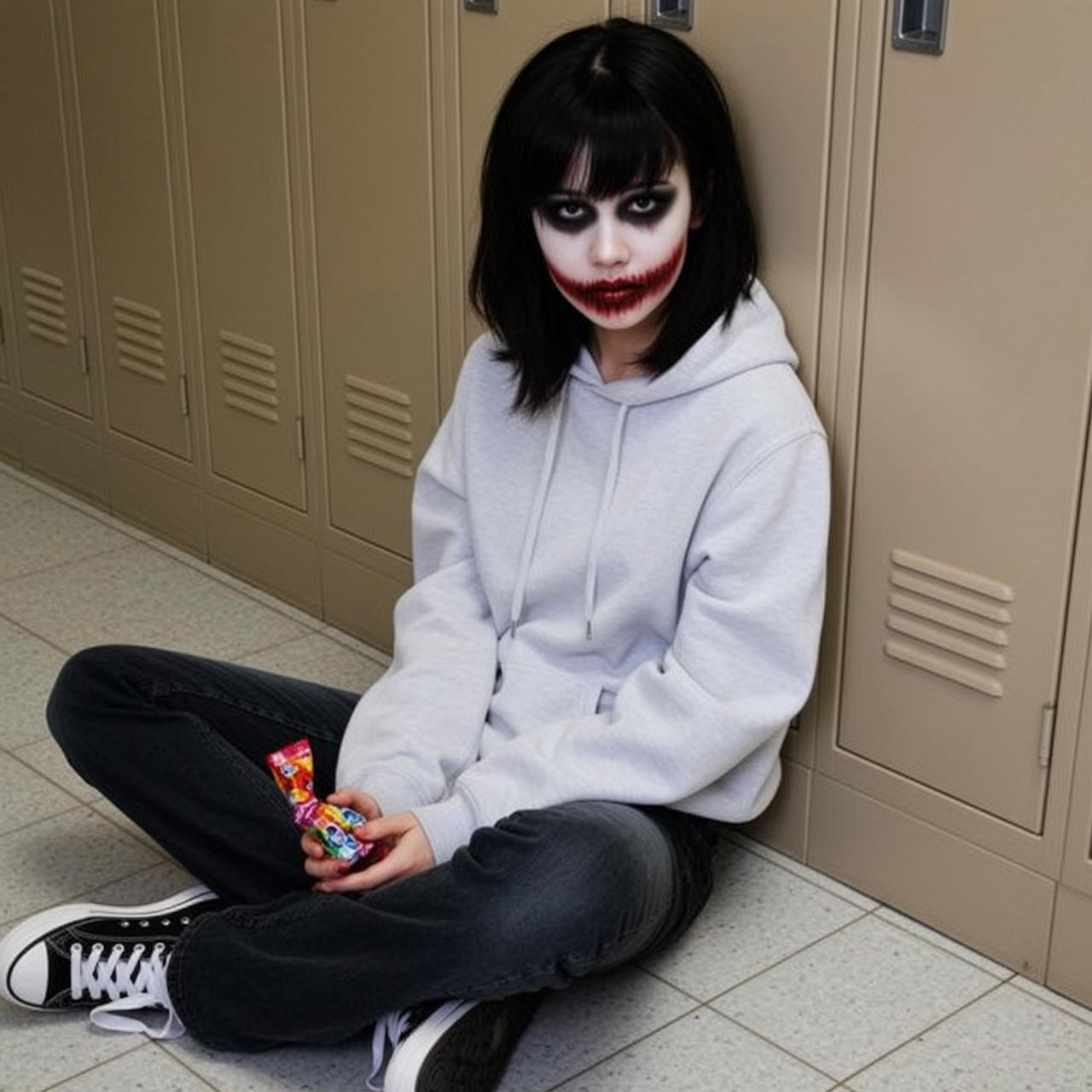 Halloween Makeup Young Black Shoulder-length Bangs Pale