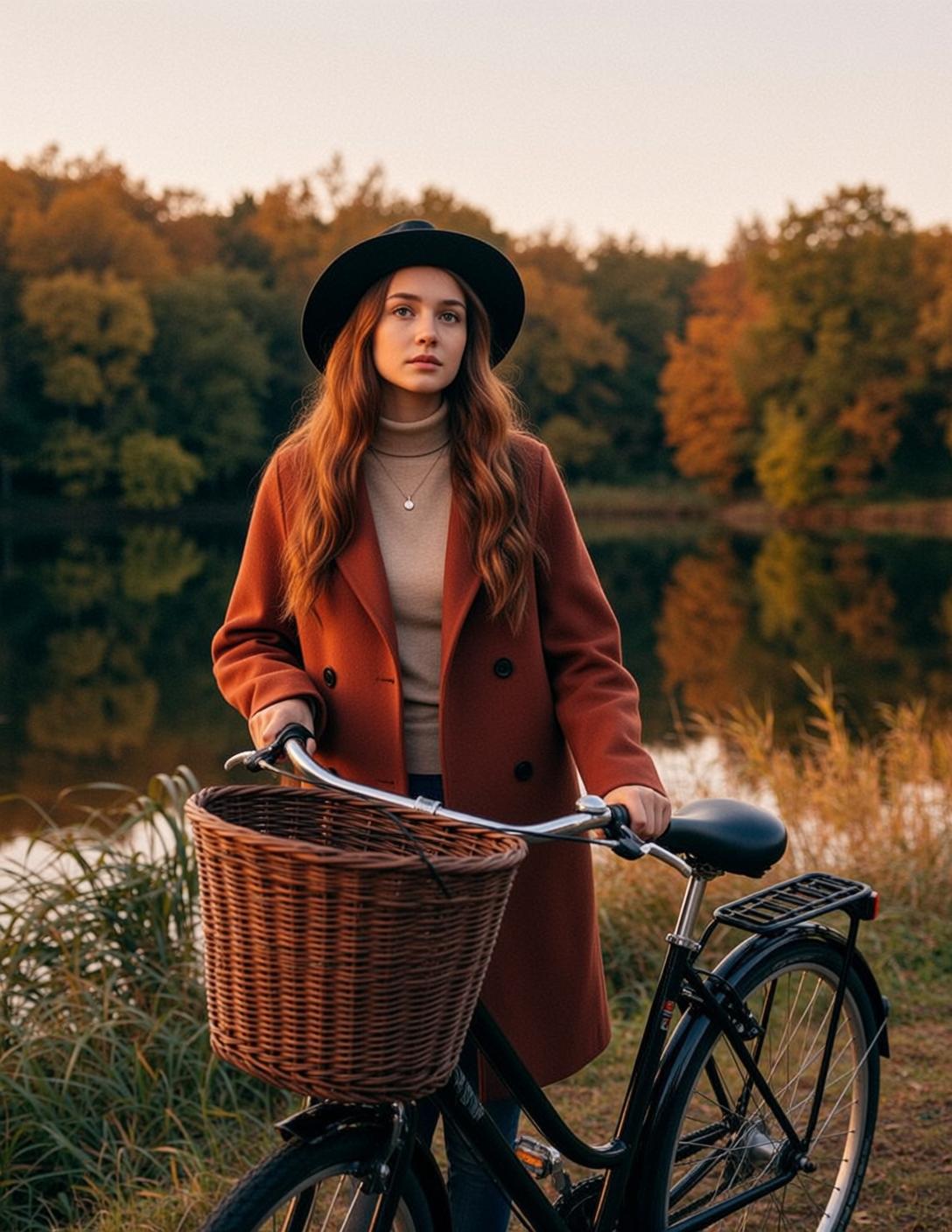 Autumn Stands Facing Slightly Left Holding Handlebars