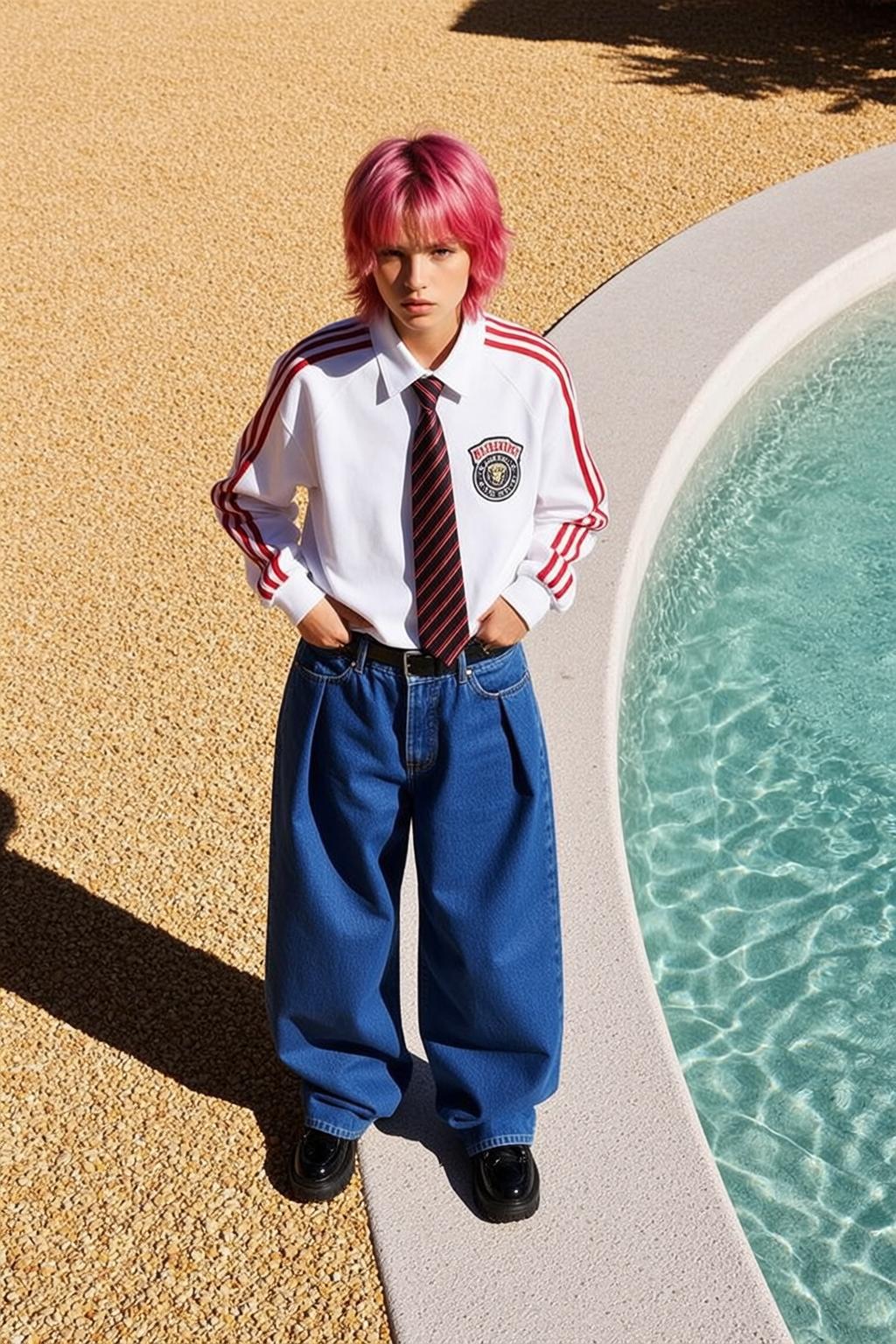 Striped Tie Poolside Editorial