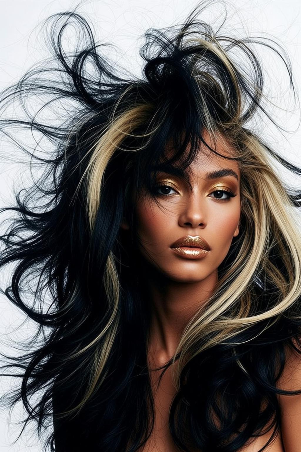 Windblown Hair Studio Closeup