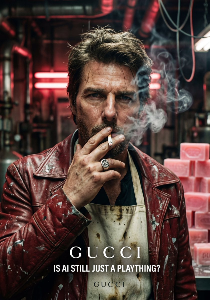 Tom Cruise Gritty Industrial Cinematic Portrait Logo