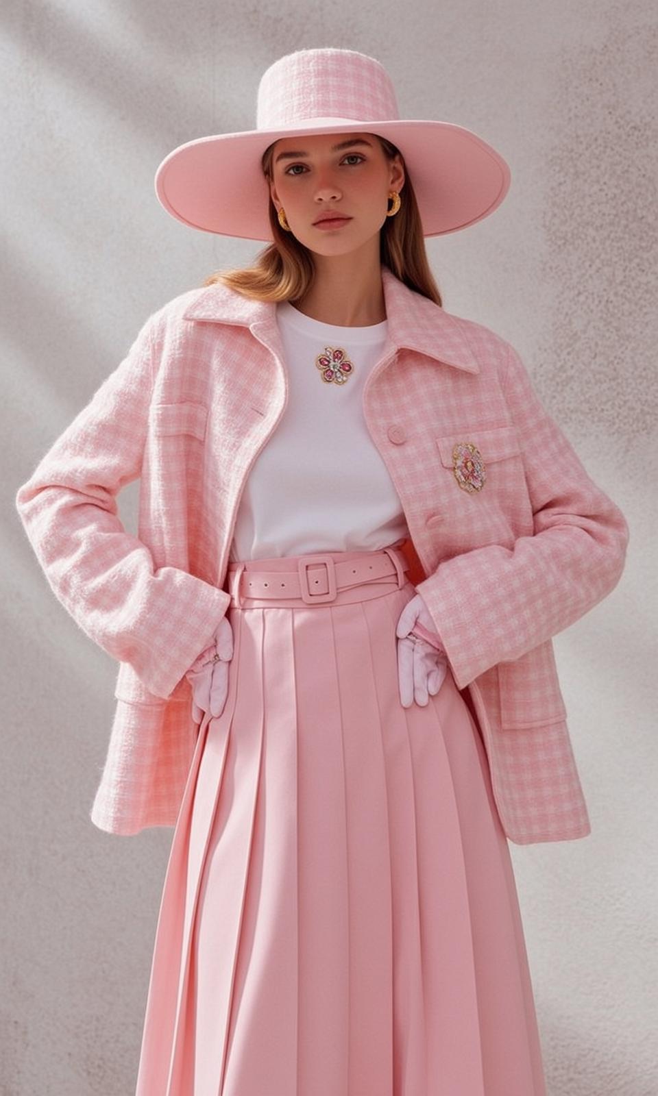 Pink Tweed Jacket Studio Fashion Editorial