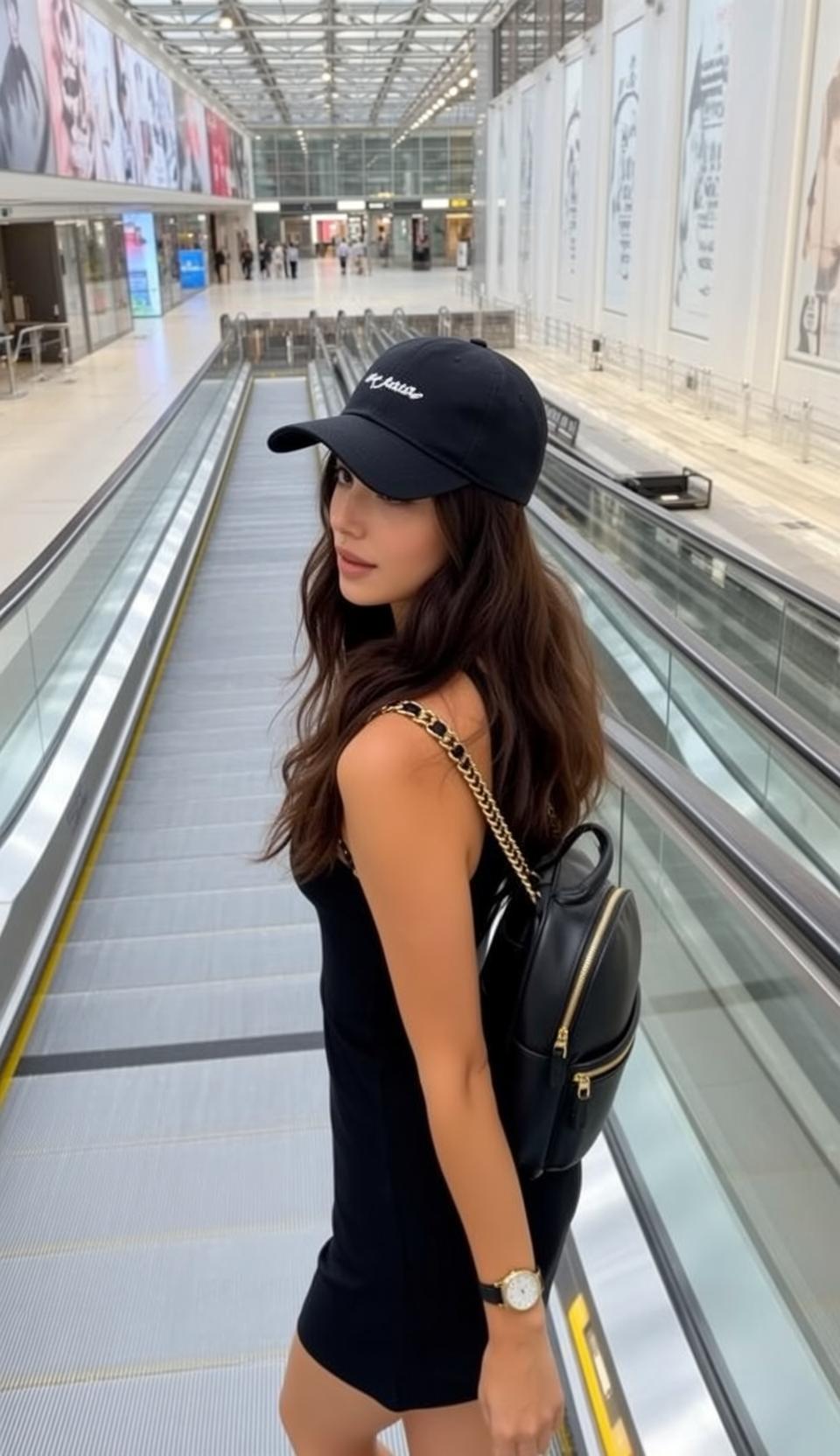 Black Dress Cap Backpack Street