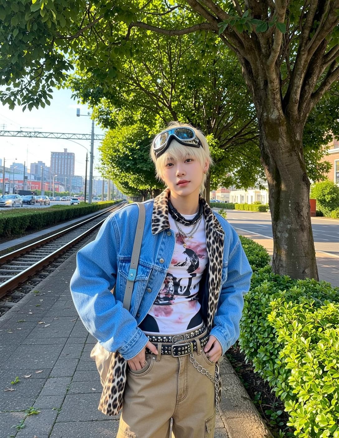Blue Denim Jacket White Graphic T Urban Street Next Paved