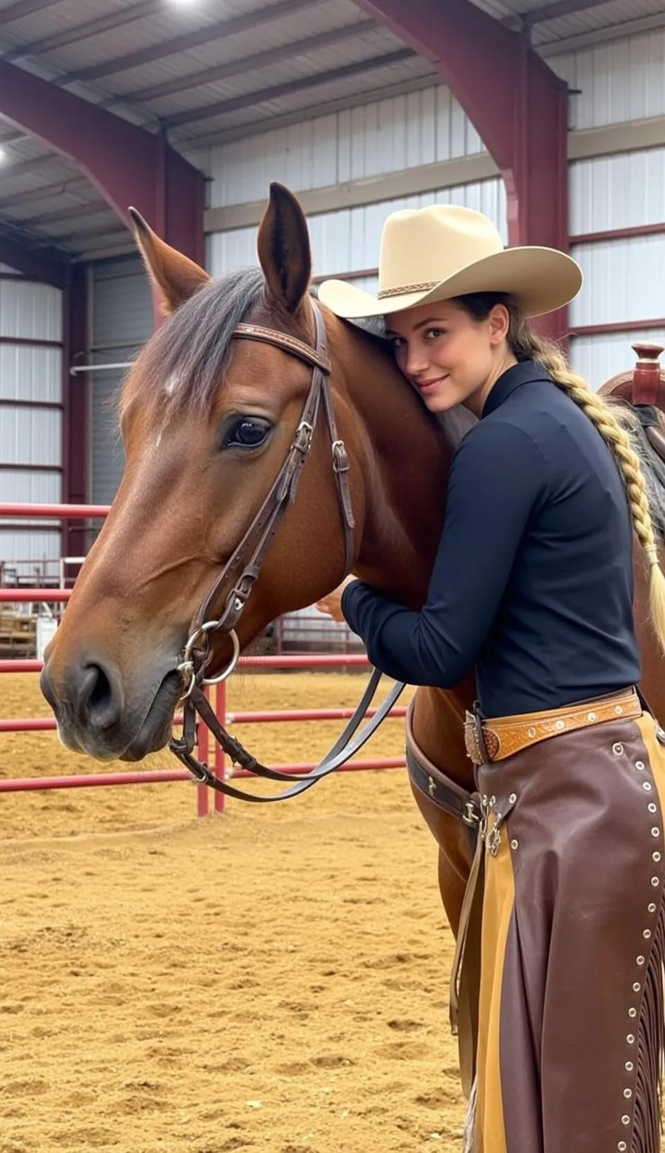 Black Shirt Horse Hugging Scene