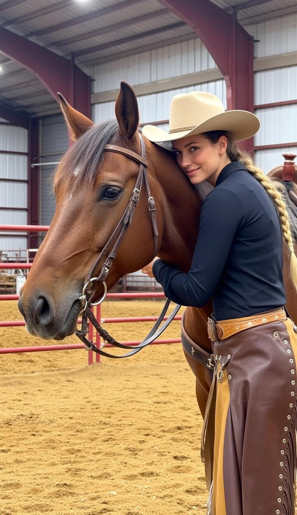 Black Shirt Horse Hugging Scene