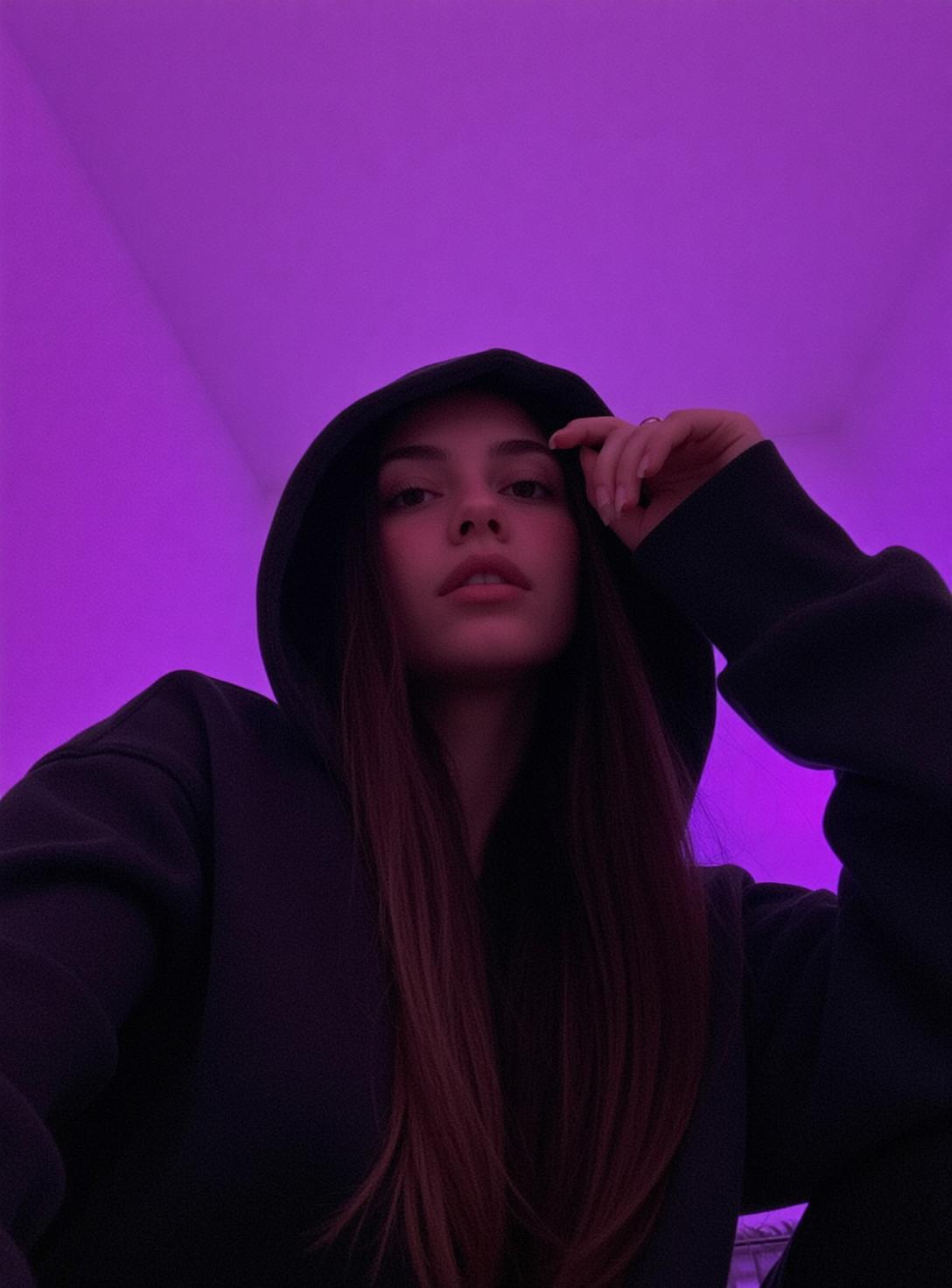 Purple Hoodie Neon Glow Portrait