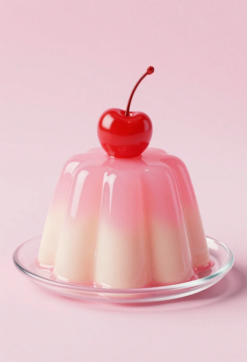 Render Delicate Dessert Dome With Translucent Pink Jelly And Glossy reference photo