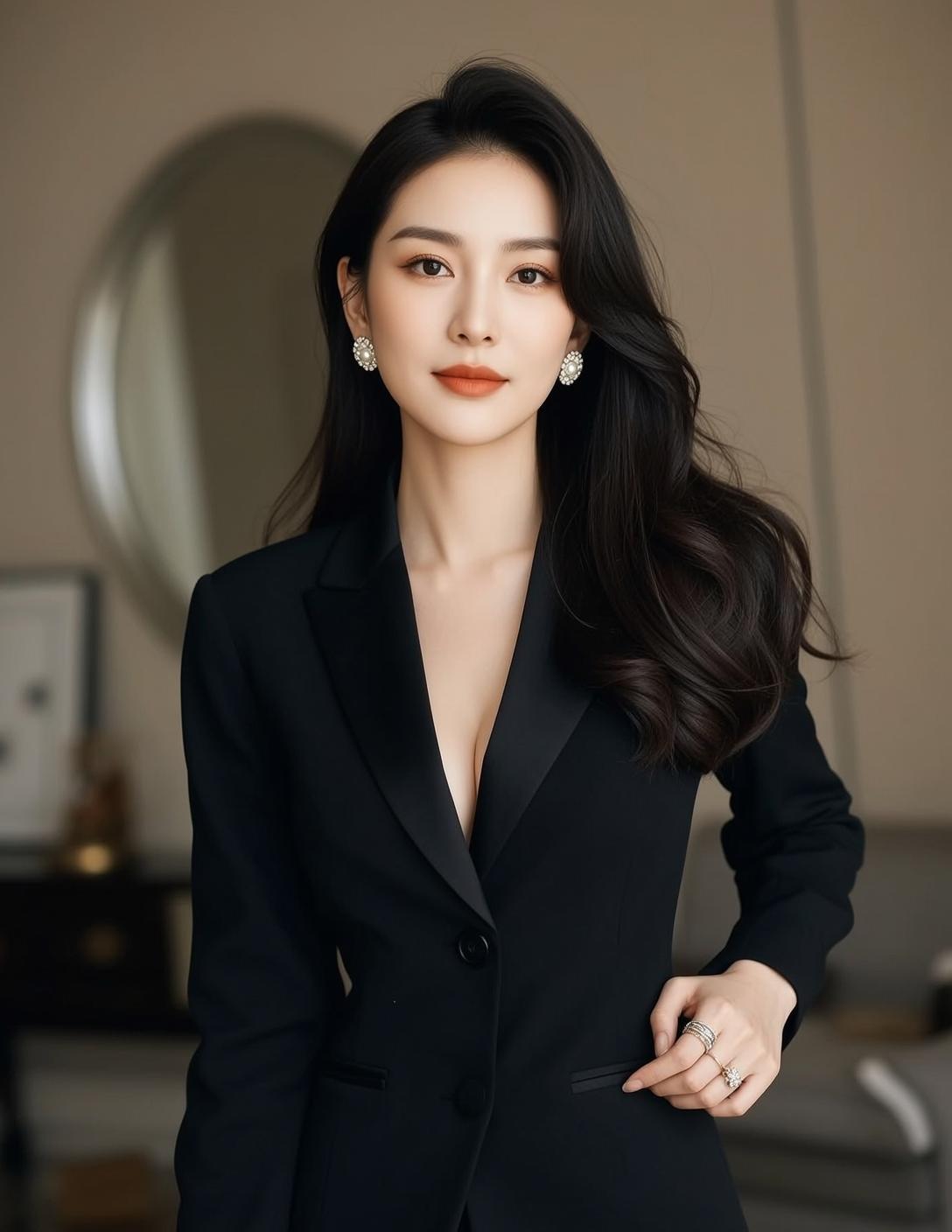 Luxury Beautiful Asian Long Wavy Black Hair