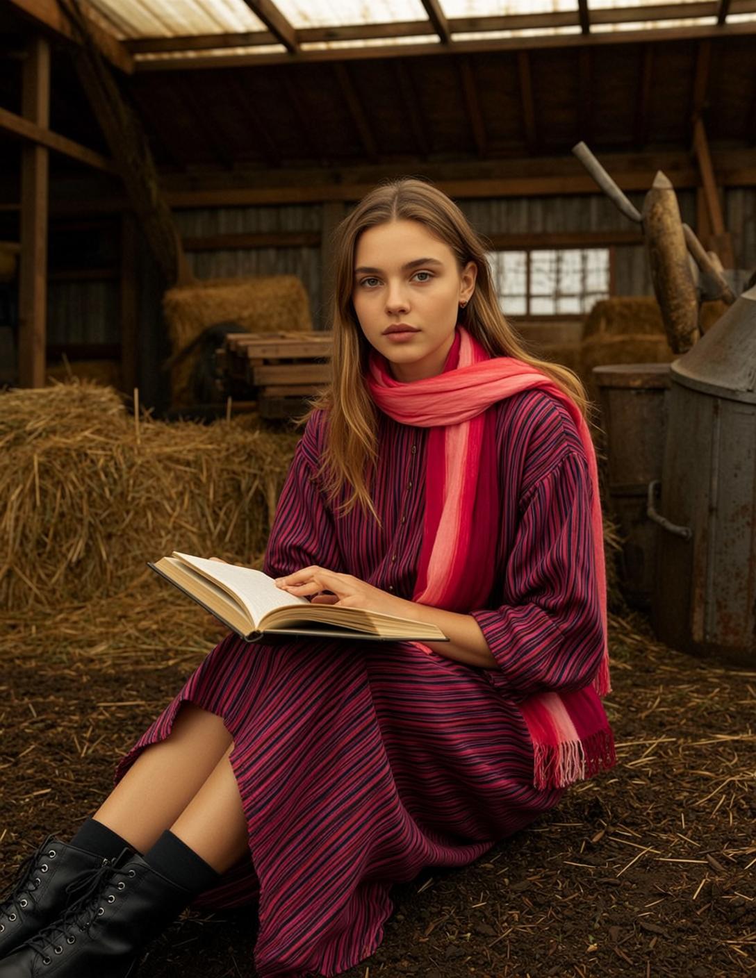 Explore Sitting Ground Barn Her Legs Crossed