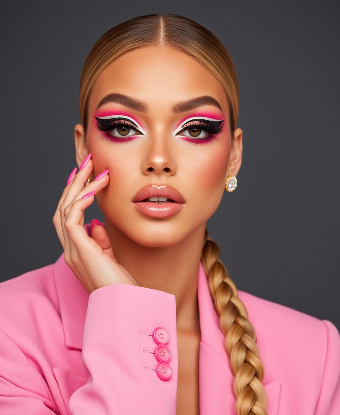 Makeup Photorealistic Young Her Head Turned Slightly