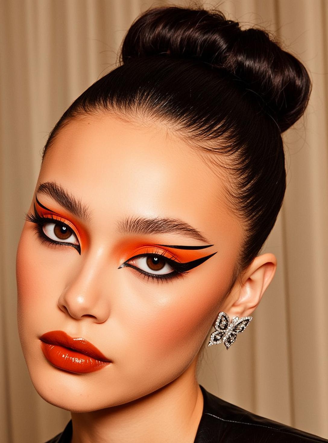 Makeup Close-up Head-and-shoulders Young Dark Hair Pulled
