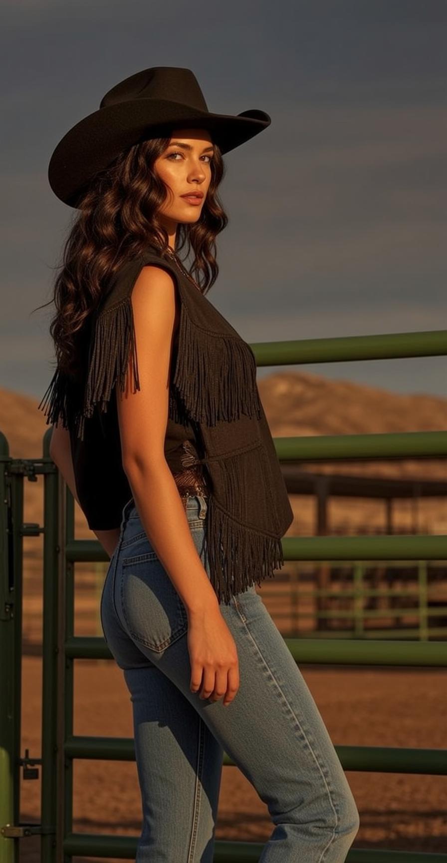 Fringed Vest Ranch Green Fence