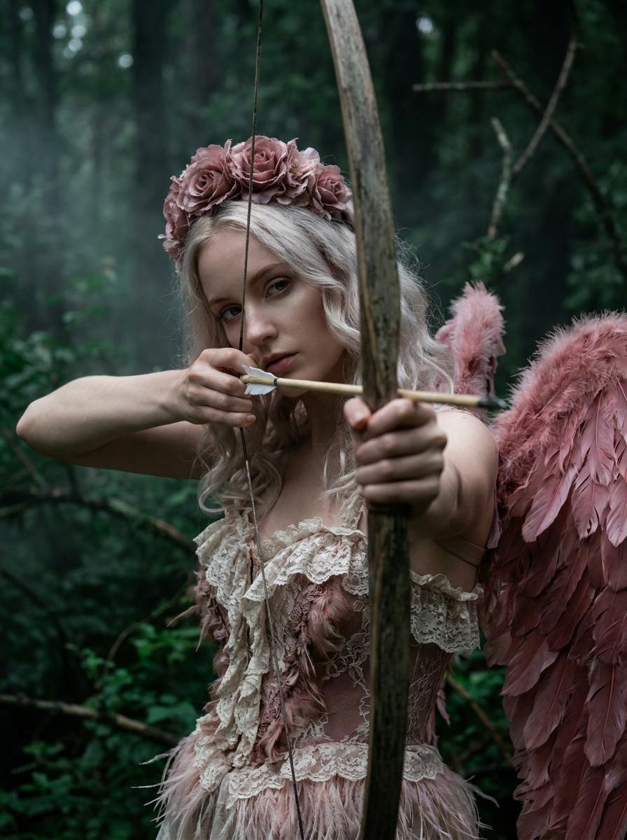 Fantasy Archer Pink Wings Dark Forest Garden