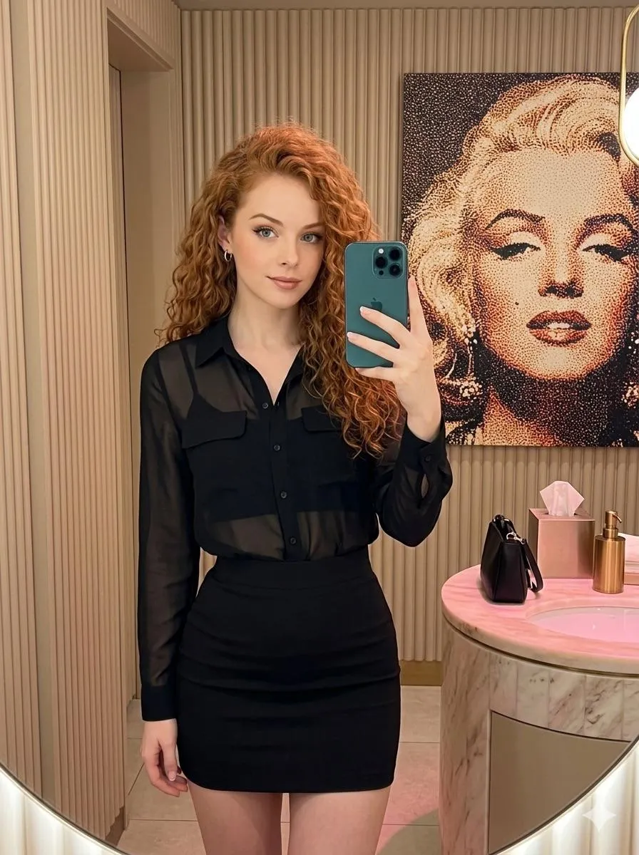 Mirror Selfie Upscale Bathroom Natural Glam Makeup