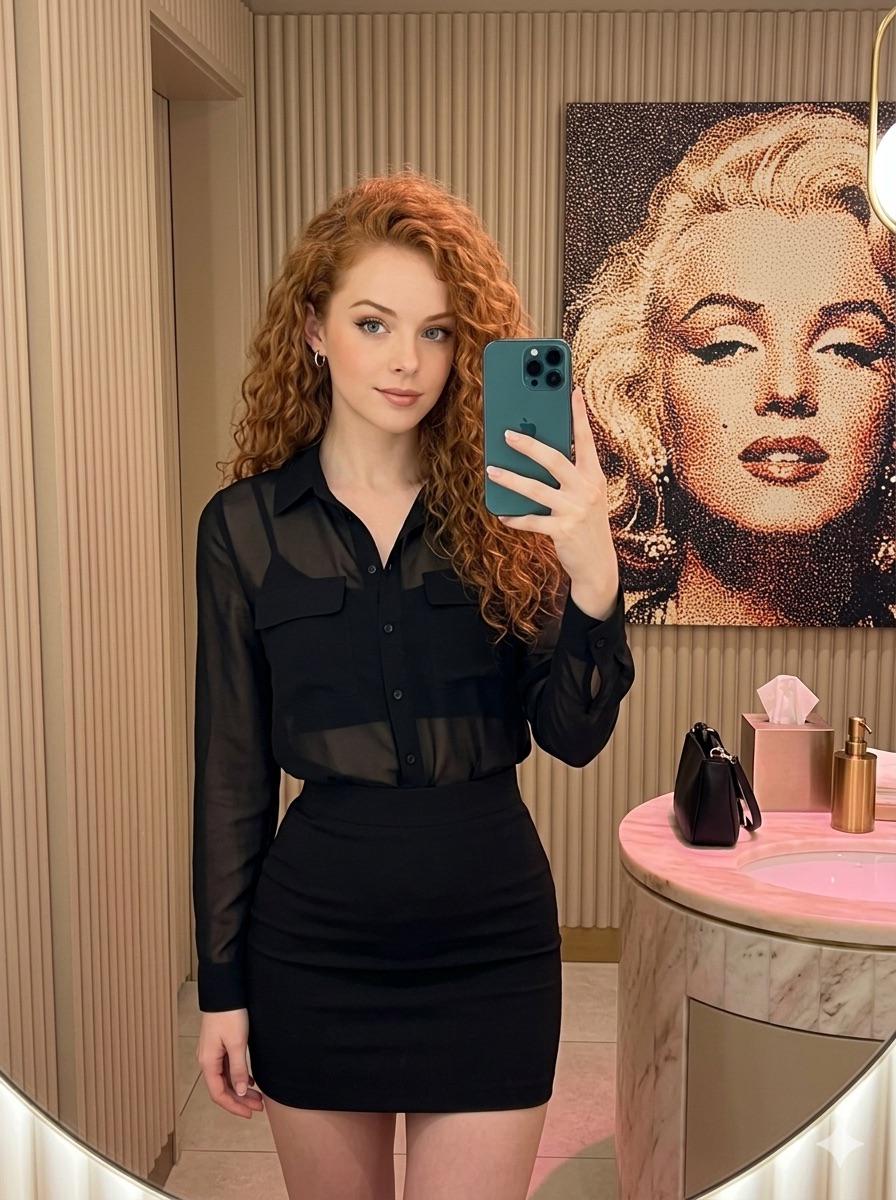 Mirror Selfie Upscale Bathroom Natural Glam Makeup