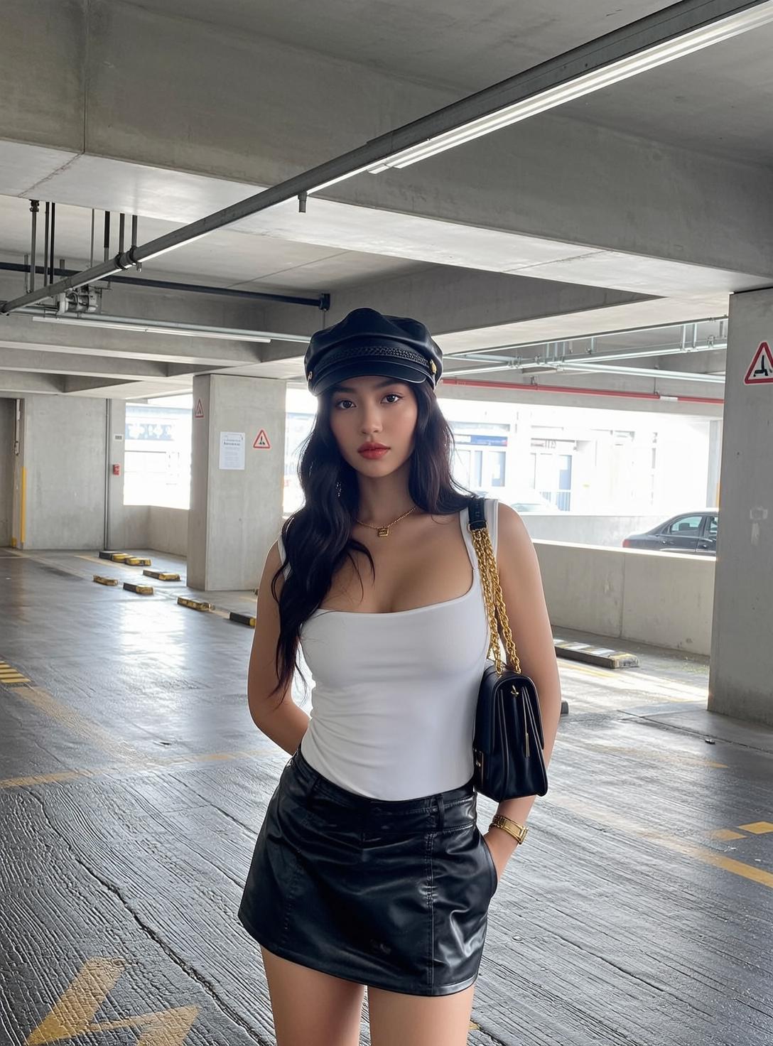 Parking Structure Leather Cap