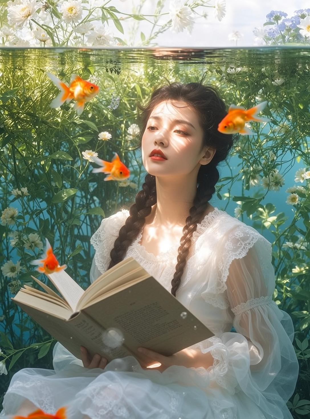 White Dress Underwater Garden