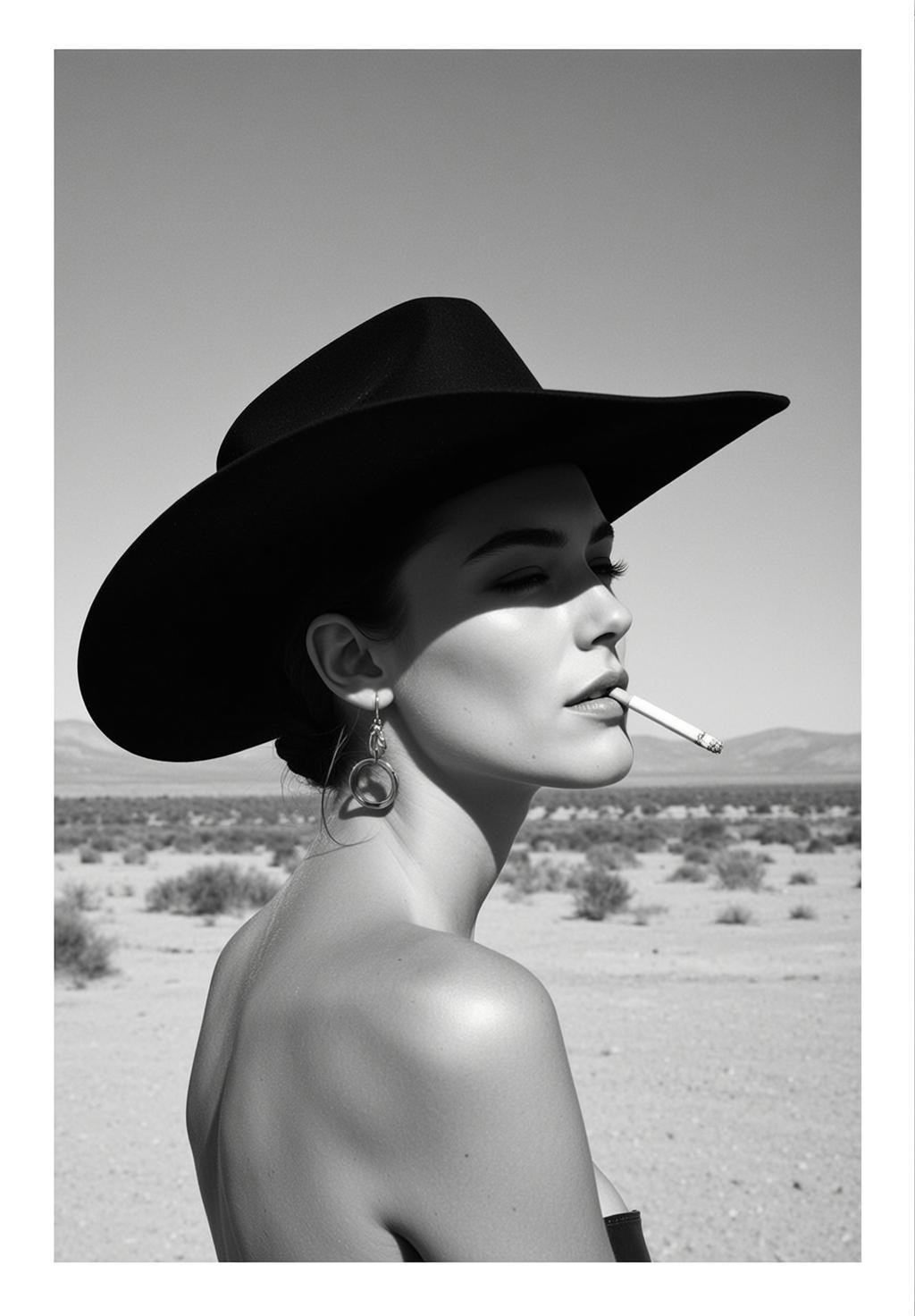 Black And White Medium Shot Portrait Orientation Photograph Captures Woman