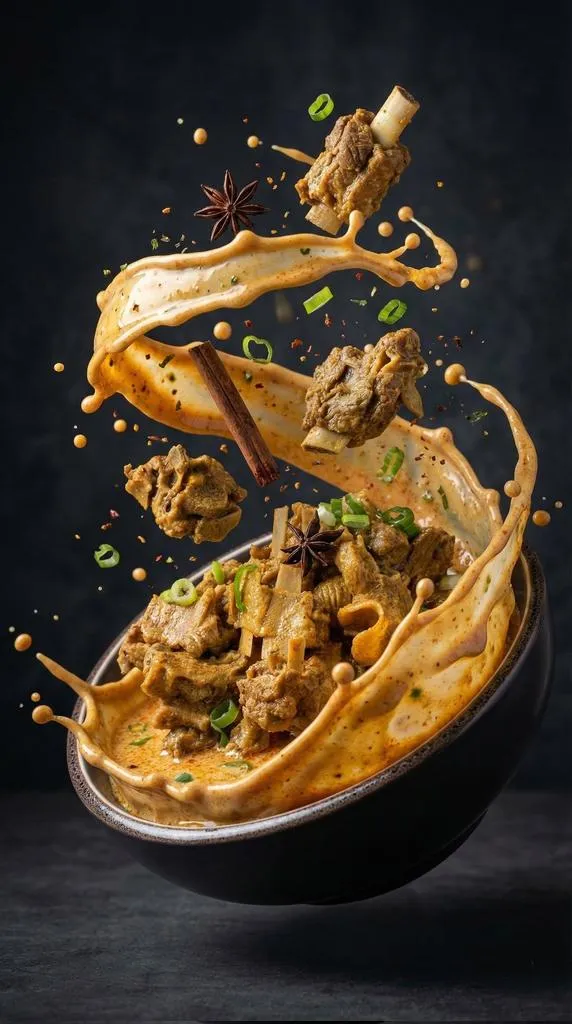 Spicy Meat Soup Exploding In Studio Splash