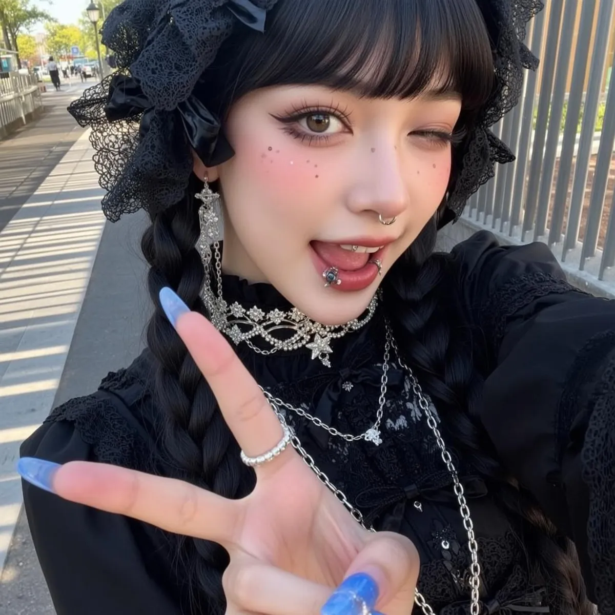 Makeup Earrings Necklace And Rings In Gothic Portrait