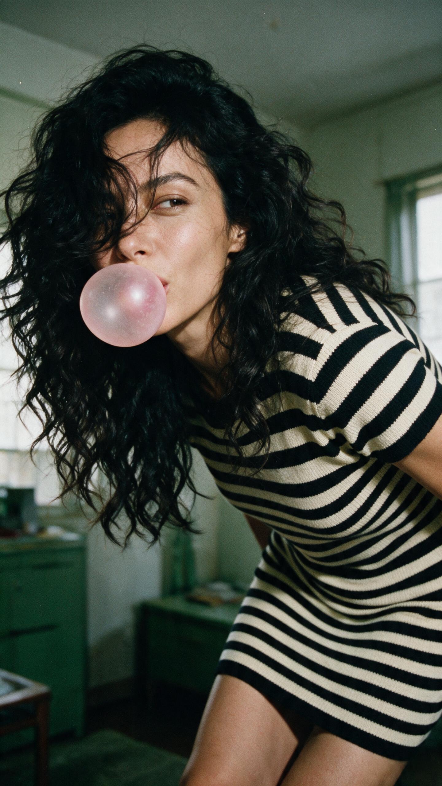Knit Stripe Mini Dress Blowing Pink Bubblegum