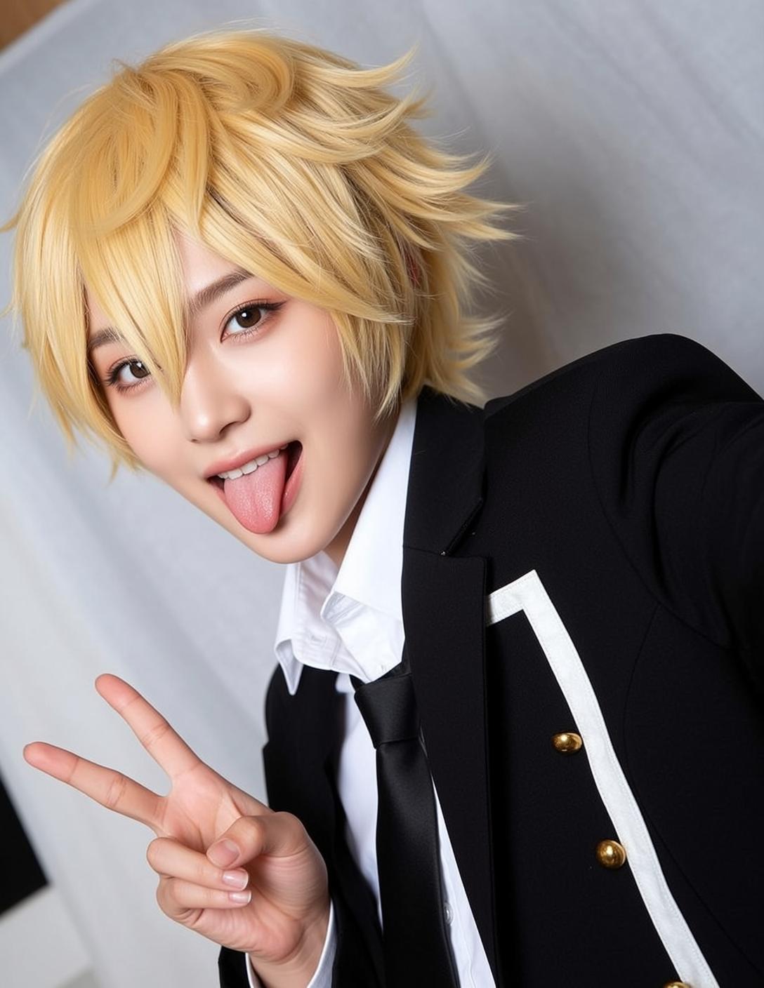 Blonde Peace Sign Portrait