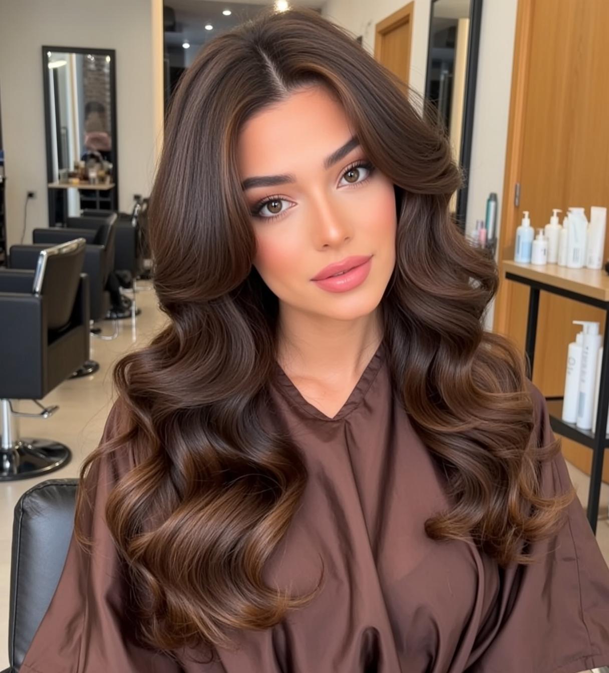 Luxury Young Long Wavy Dark Brown Hair