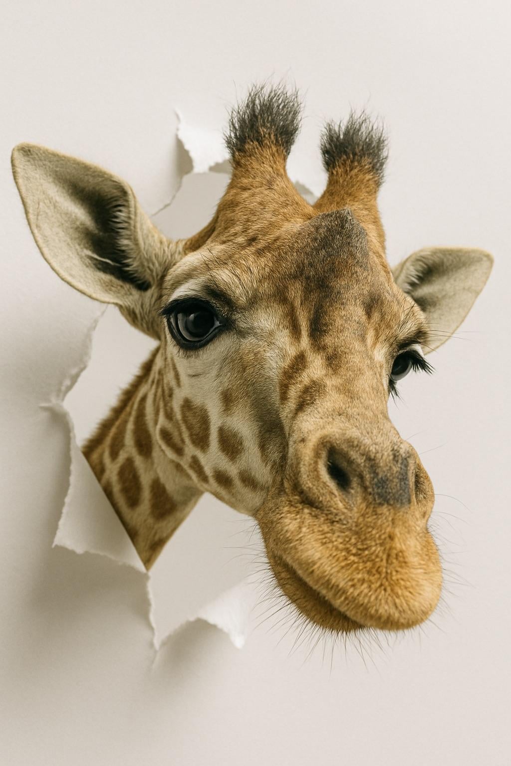 Giraffe Face Torn Paper Backdrop Bright Light
