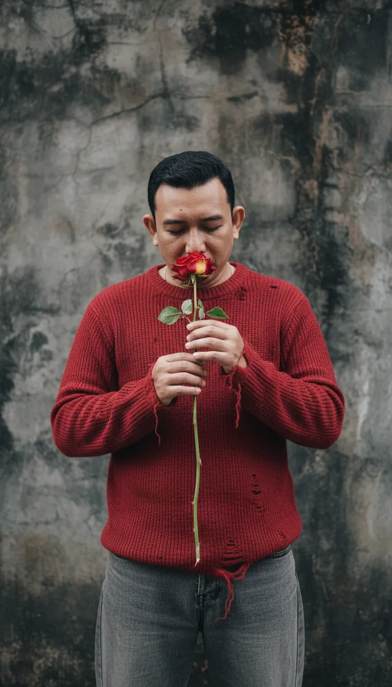 Red Sweater With Rose