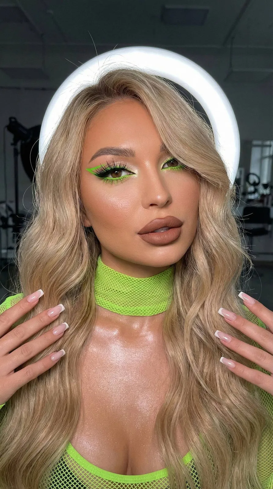 Makeup With Green Top