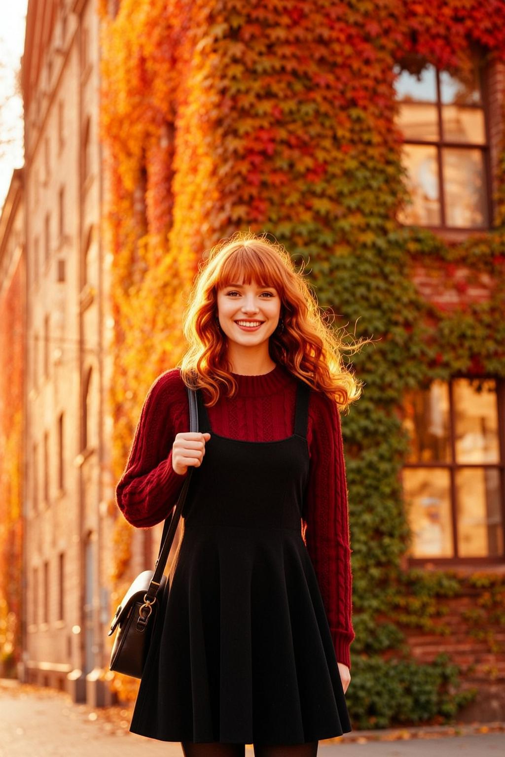 Autumn Young Long Wavy Red Hair Bangs
