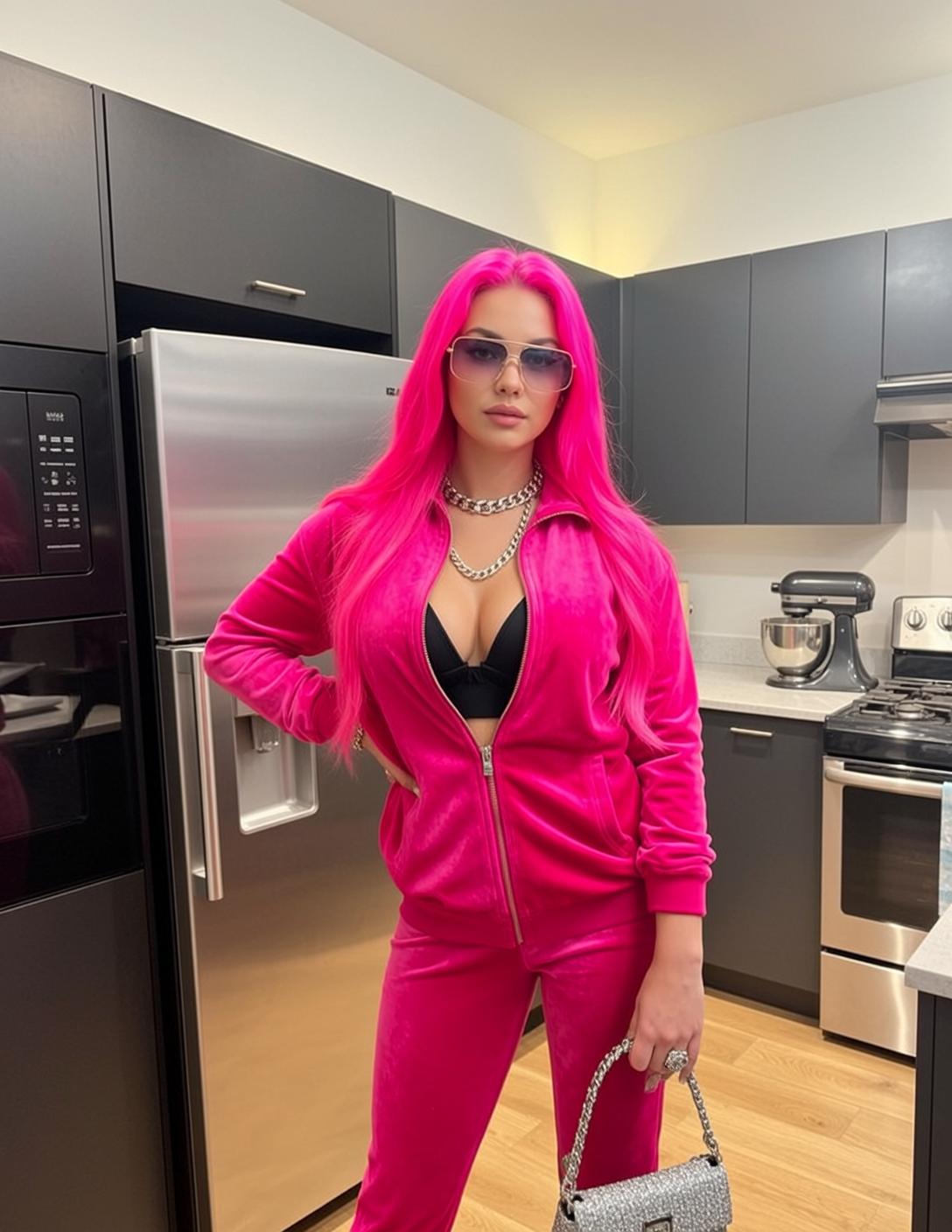 Y2k Stands Facing Confident Slightly Alluring Her