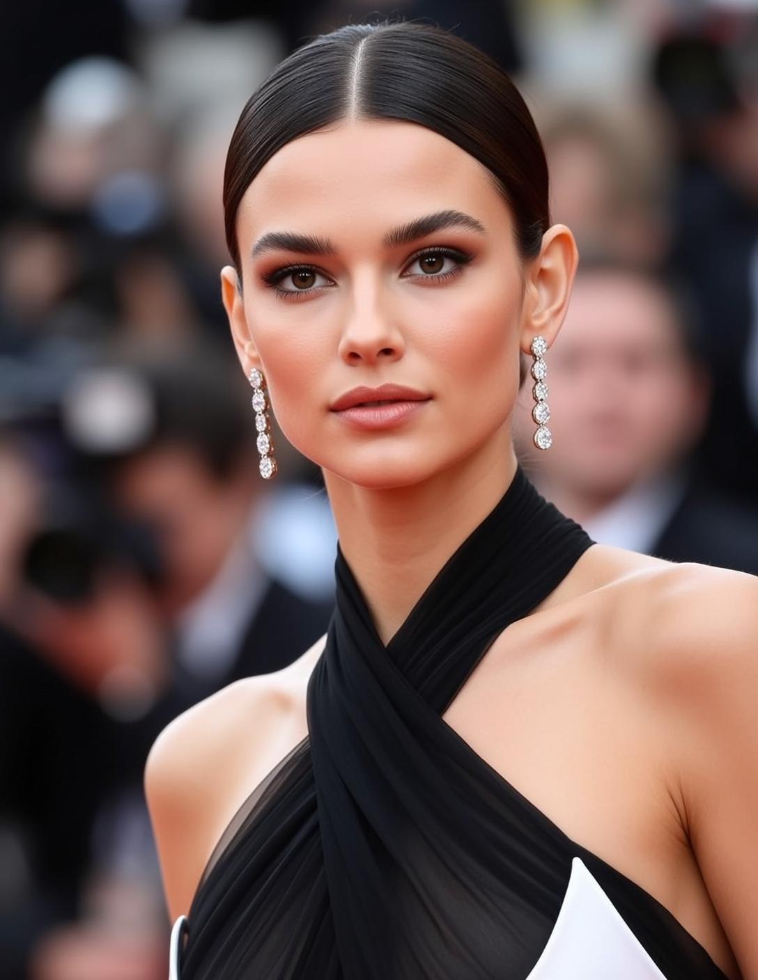 Red Carpet Glamour Diamond Earrings Black Dress