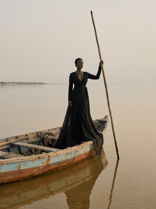 Minimalist Water Crossing Portrait Dawn Landscape