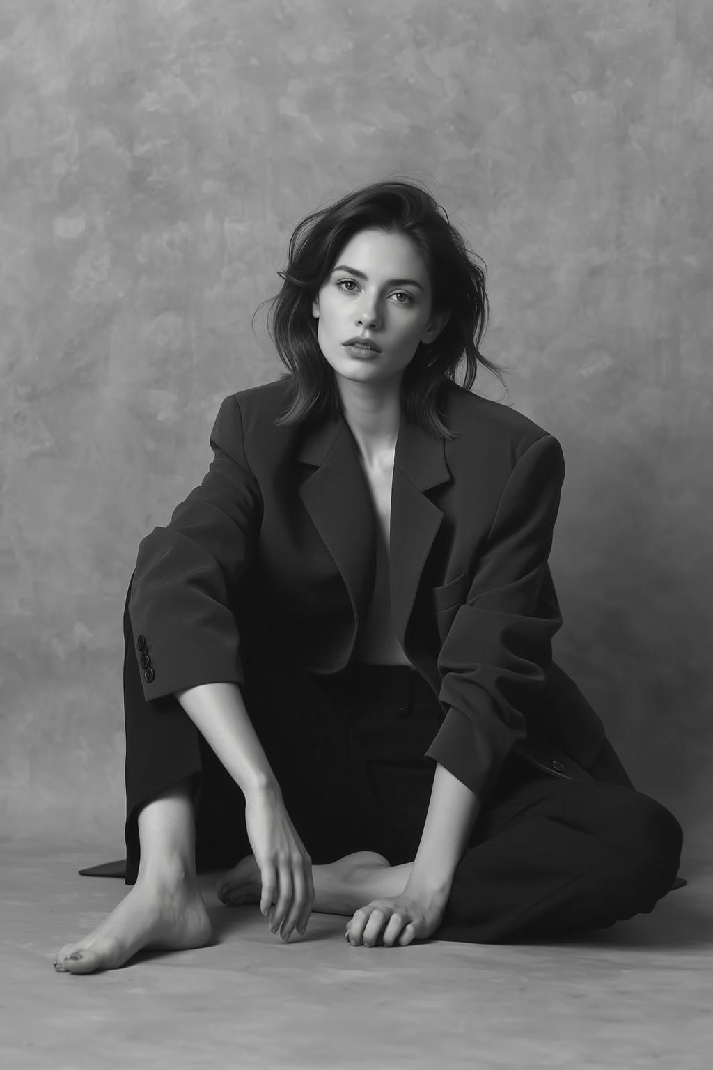Medium Shot Full Body Portrait Young Woman With Medium-length Wavy