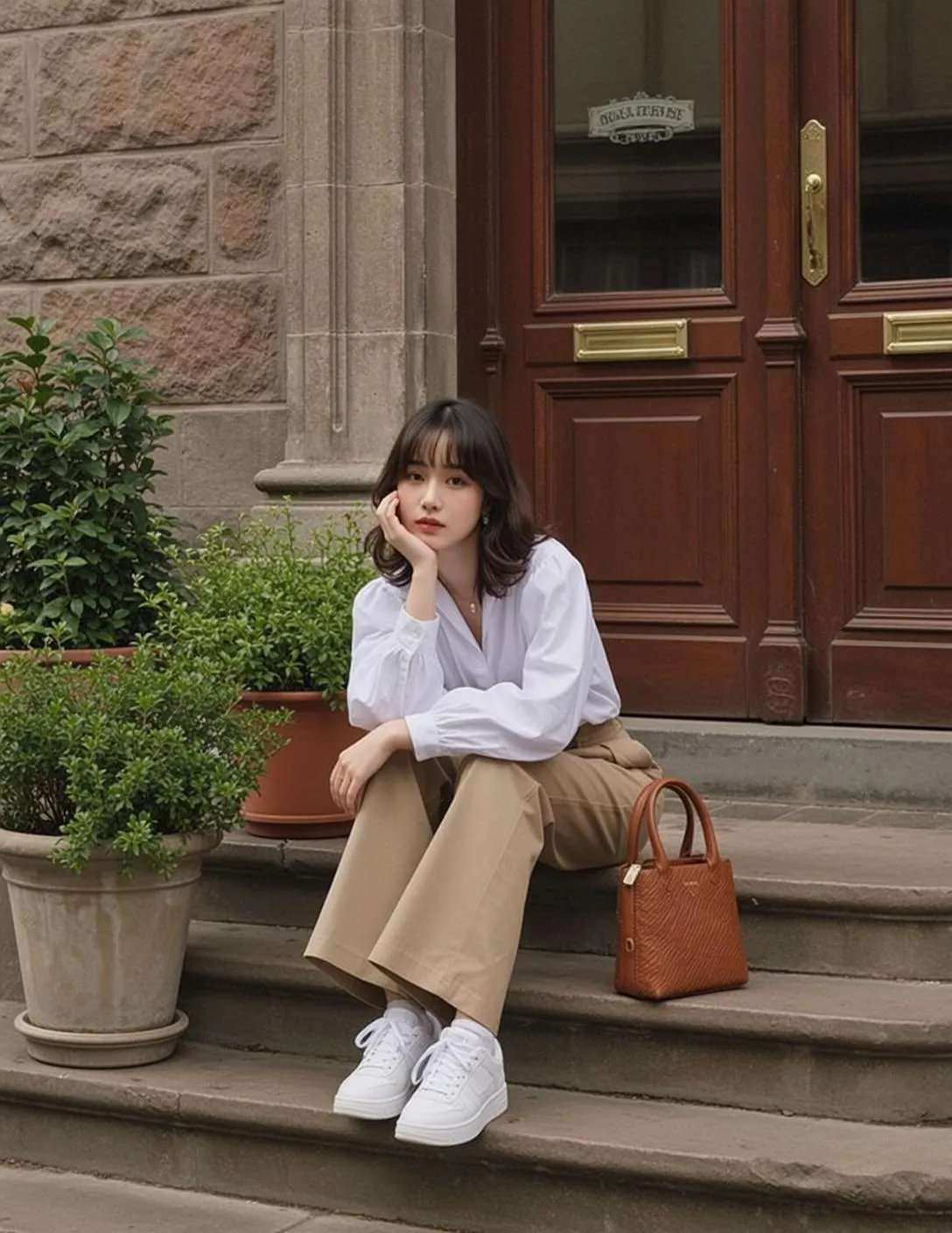 Autumn Young Dark Brown Shoulder-length Bangs Fair