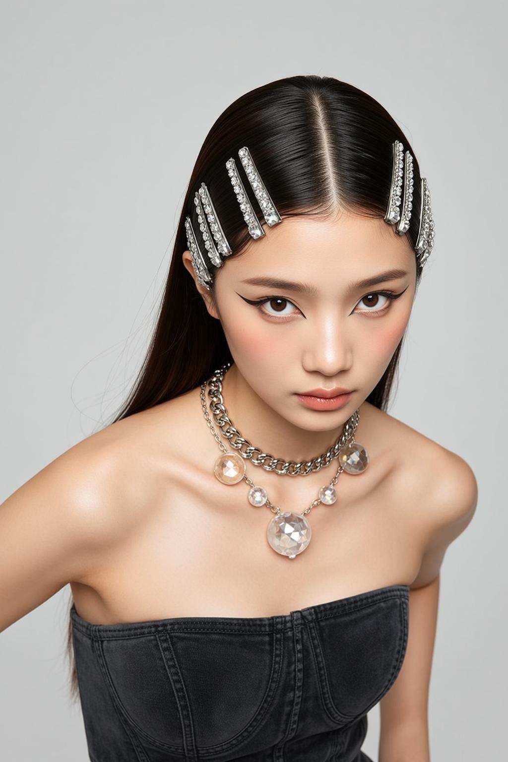 Black Corset Crystal Necklace Portrait