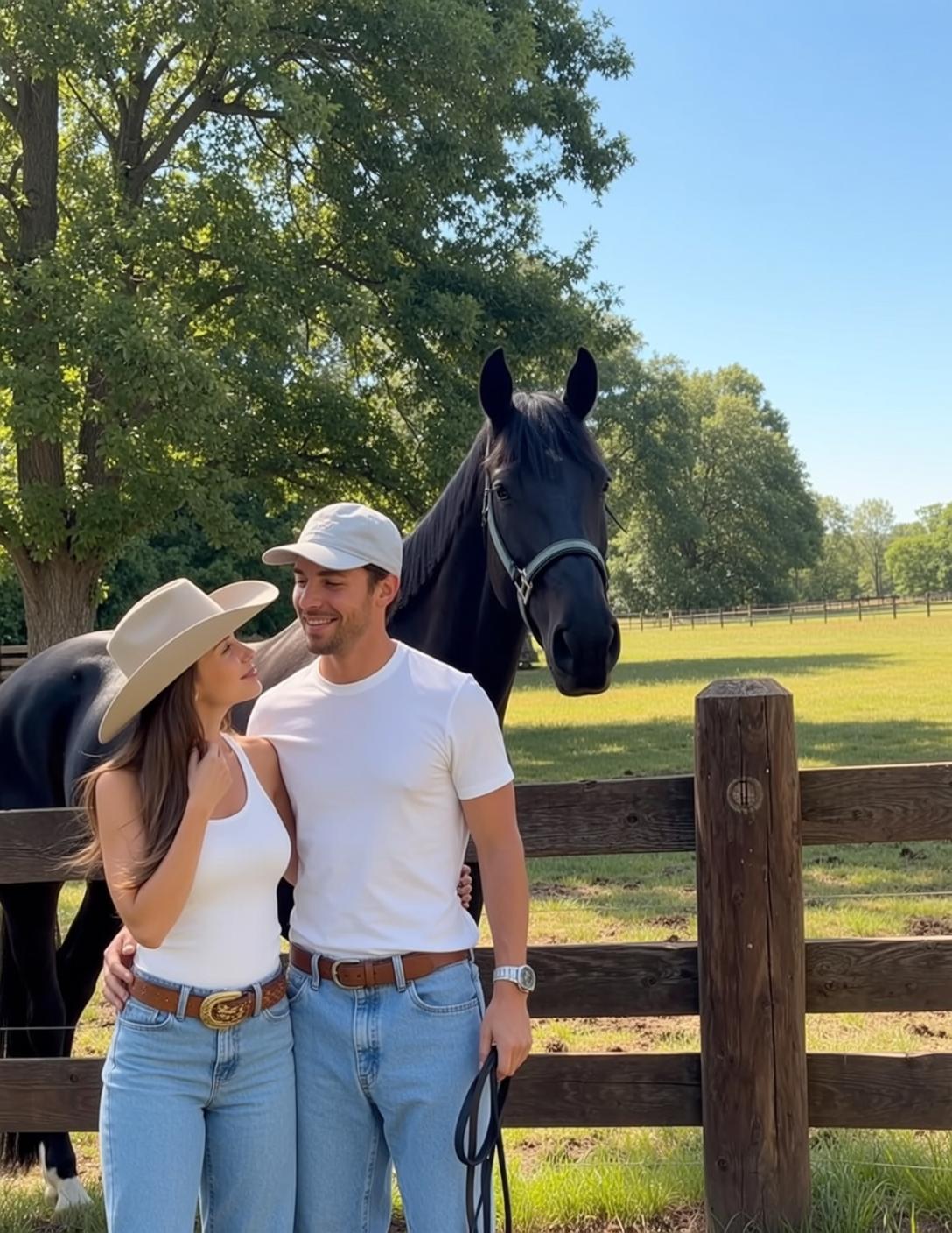 Horse Field Couple Portrait