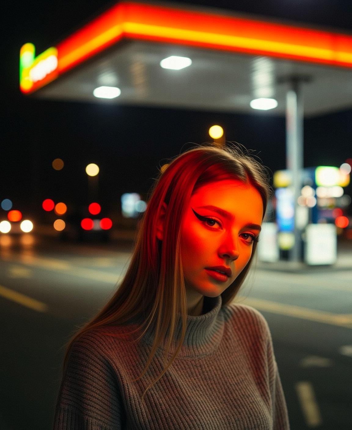 Grey Turtleneck Winged Eyeliner Warm Glow