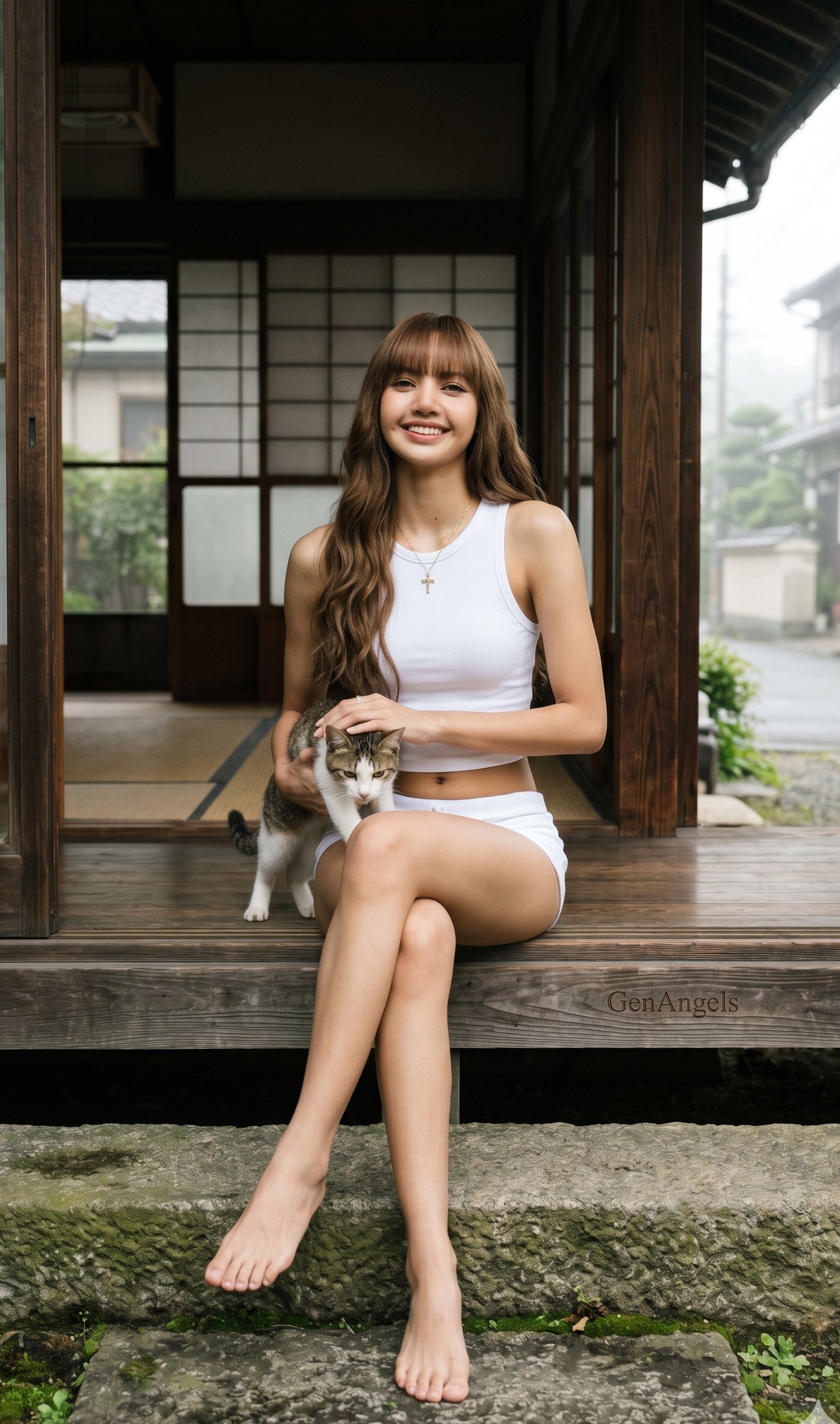 Japanese House Threshold School Uniform Cat Embrace