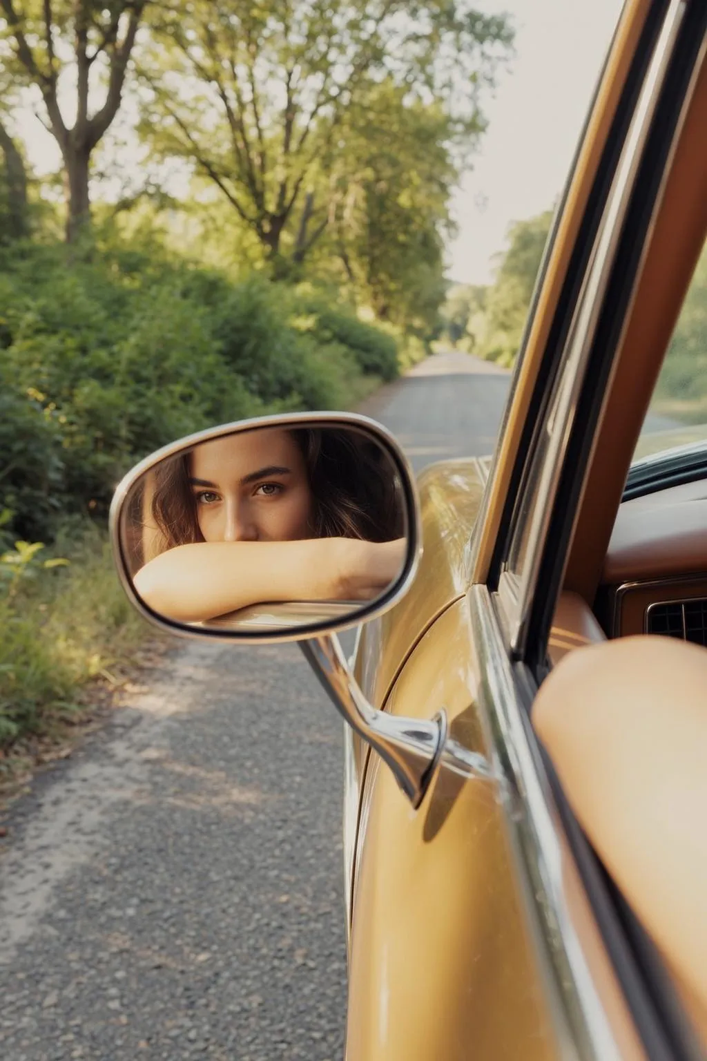 Explore Reflected Car Side Mirror Her Left