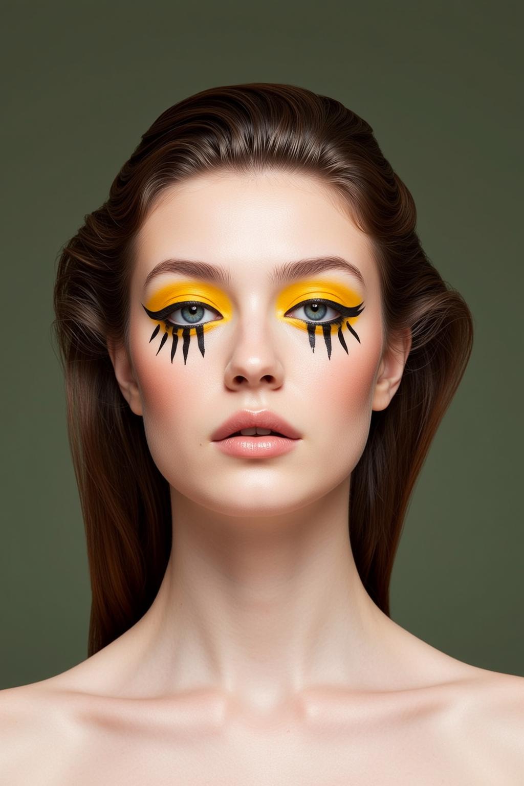 Makeup Close-up Shows Facing Directly Towards Her