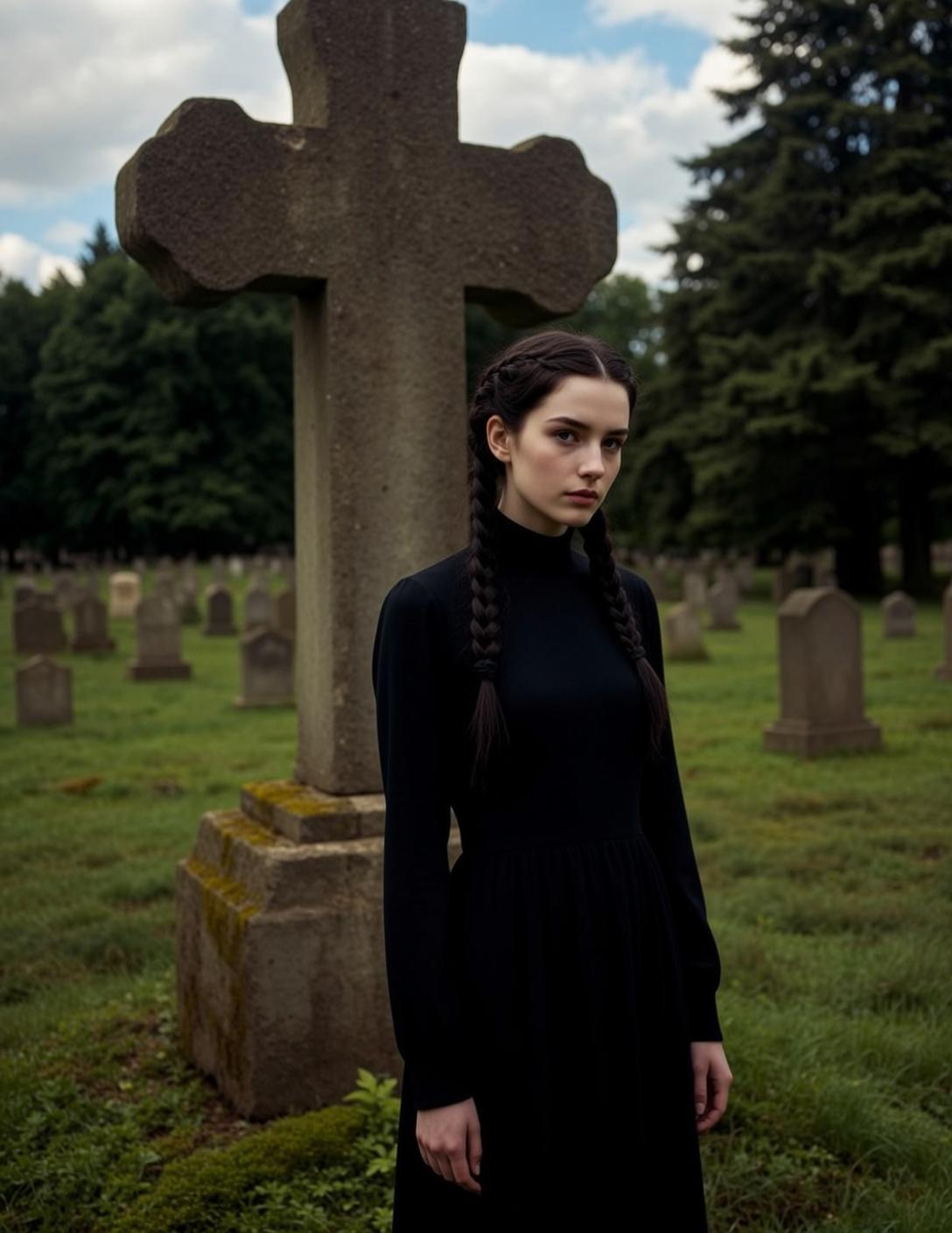 Cemetery Pigtails Portrait