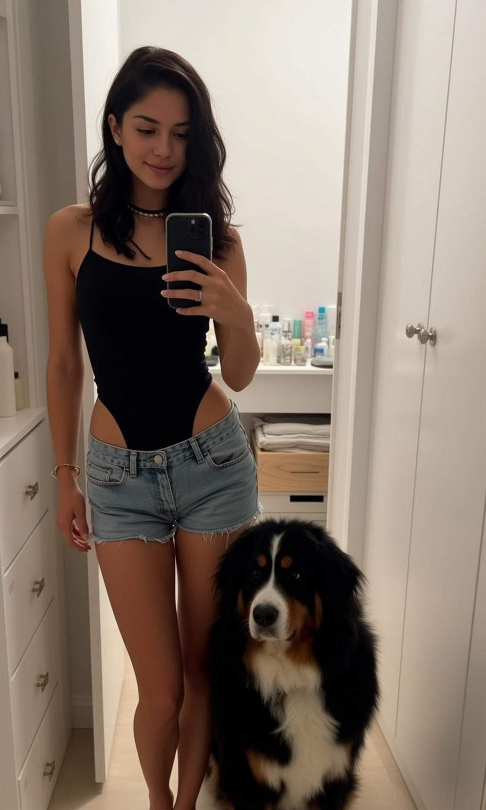 Bernese Mountain Dog Sits Right Stands
